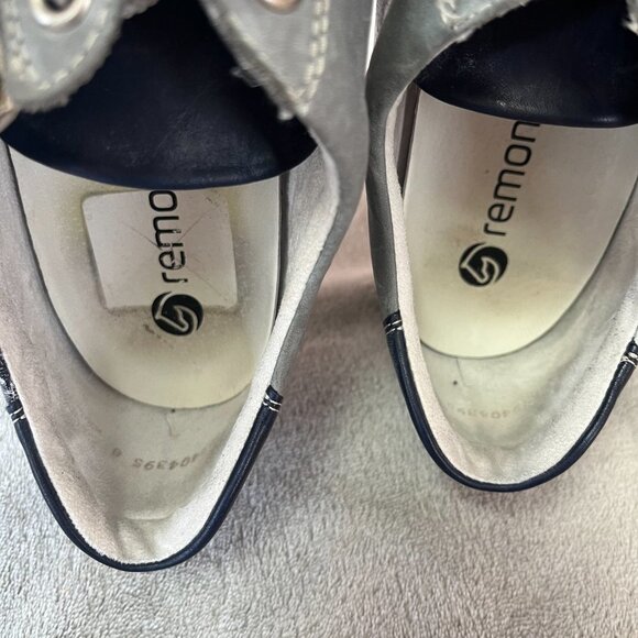 Remonte Jean Print Blue Lace Up Leather Sneakers - Picture 13 of 16